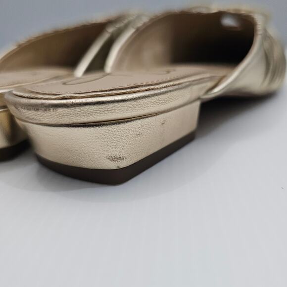 NEW Sam Edelman Julia Mule Womens 9.5 Gathered Gold Leaf Leather Flat Slip On - Picture 11 of 15